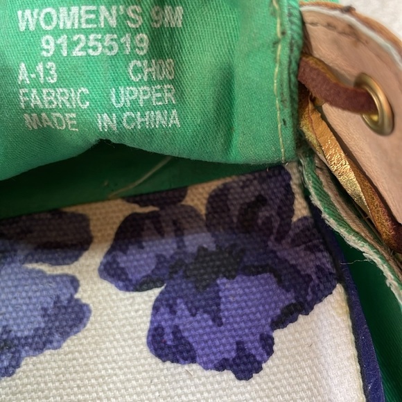 Milly for Sperry Top-Sider Green Canvas & Tan Leather Boat Shoes Sz 9 Slip-On - Picture 14 of 15